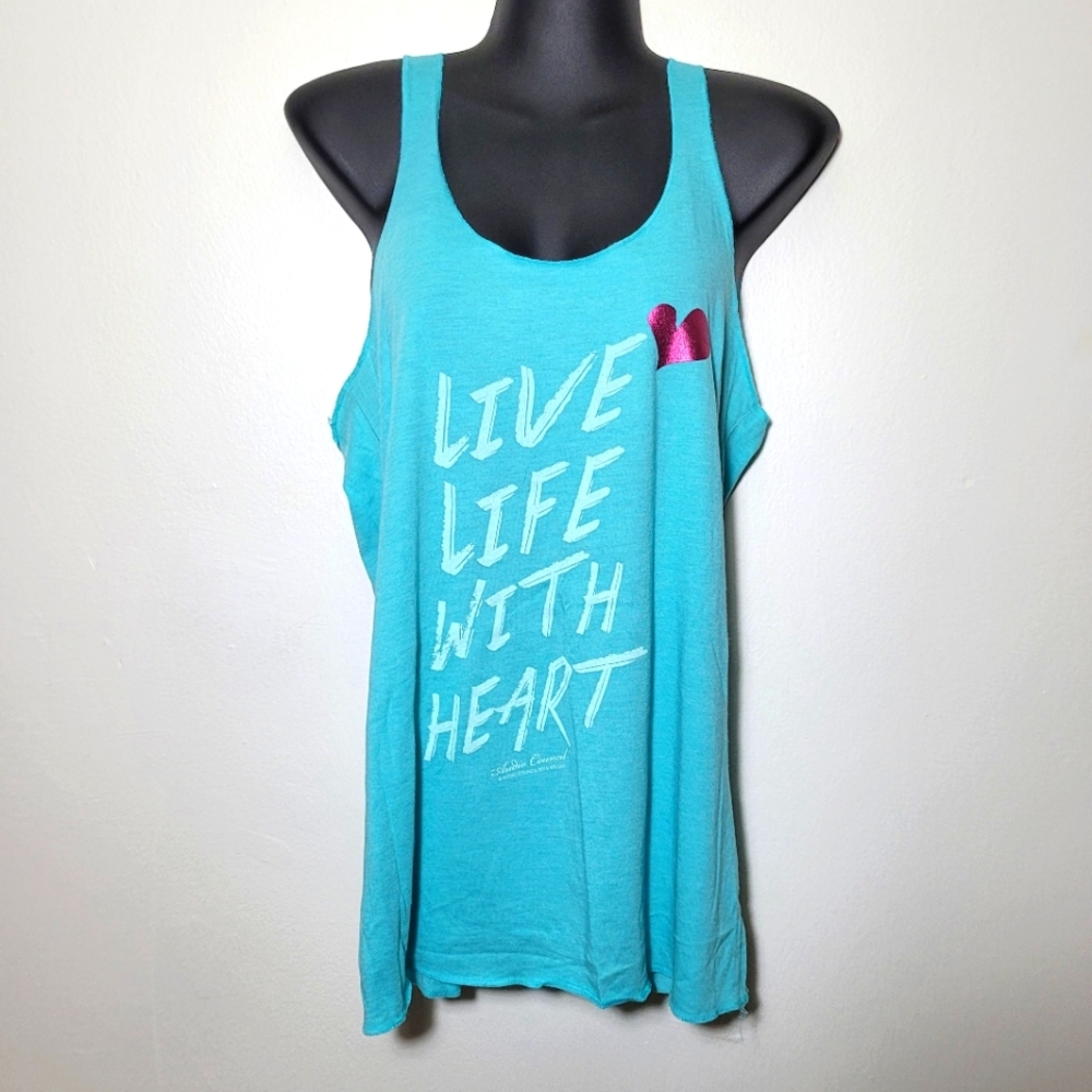 Tropical Blue Live Life with Heart Racerback Tank Top Vintage by Audio Council